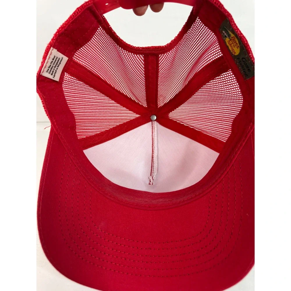 Bass Pro Shops Mesh Trucker Hat Red Snapback Fishing Logo Cap Mens OSFM NWOT